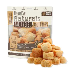 Mighty Paw Yak Cheese Puffs for Dogs - Crunchy All-Natural Pet Treats - Odorless Chews for Puppies & Power-Chewers - Rich in Protein and Calcium - Easy to Chew