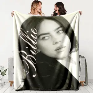 Billie Print Flannel Slogan Blanket Warm Durable for Sofa Office Bed Camping Travel Perfect Holiday Gift
