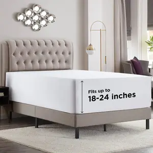 Extra Deep Pocket Queen Sheet Only - White, Queen Size, for 18 to 24 Inch Mattresses, Queen Deep Pocket with Corner Straps