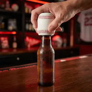 Press Type Automatic Bottle Opener, Baseball Design Handheld Opener, Portable Bottle Opener for Home Party Camping & Sports Events