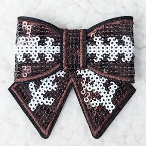 Football Sequin Bow HAT/POCKET Patch