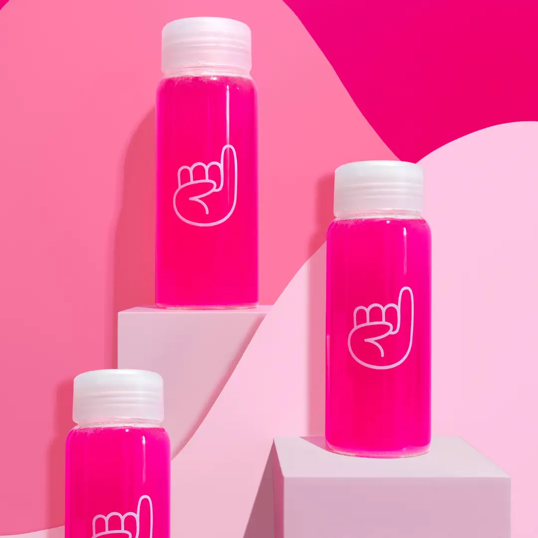 Pinky Shaker Bottle - Glass Borosilicate Drinkware , Washable, Portable, Ring Lid