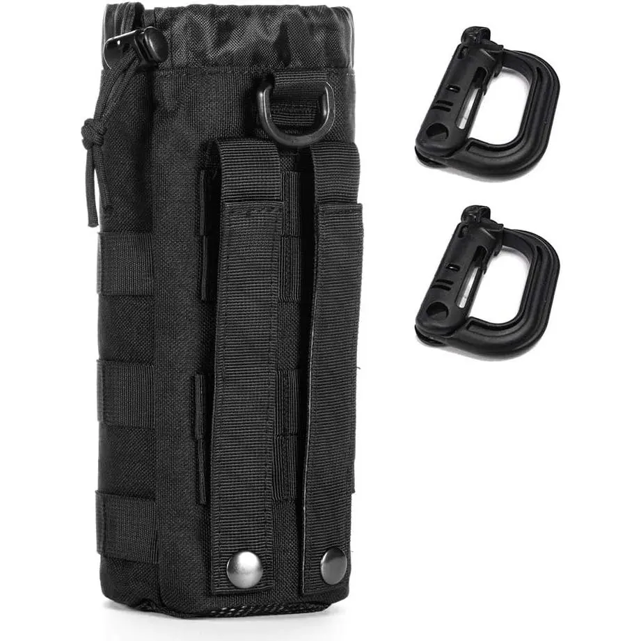 Upgraded Sports Water Bottles Pouch Bag, Tactical Drawstring Molle Water Bottle Holder Tactical Pouches, Travel Mesh Water Bottle Bag Tactical Hydration Carrier