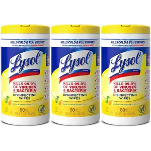 Lysol Disinfectant Wipes, Multi-Surface Antibacterial Cleaning Wipes, For Disinfecting and Cleaning, Lemon and Lime Blossom, 80 Count (Pack of 3)