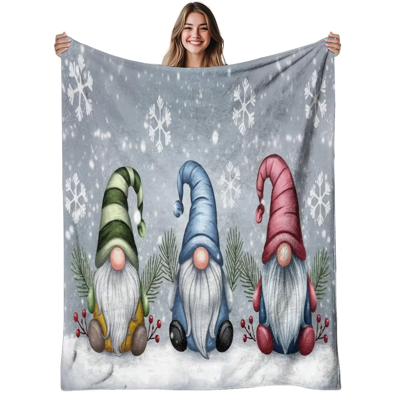 1pc Gnome Flannel Blanket - Soft, Warm, Whimsical Print Design - Suitable for Sofa, Bed - All-Season Use, Halloween/Christmas/Fall Home Decor