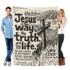 “Jesus Is The Way The Truth The Life” John 14:6 Sketch Flannel Blanket – Soft Cozy Plush Throw, Perfect Christian Gift for Men & Women, Warm Snuggle Blanket for Bedroom & Devotional Space, Bold Notebook Doodle Design