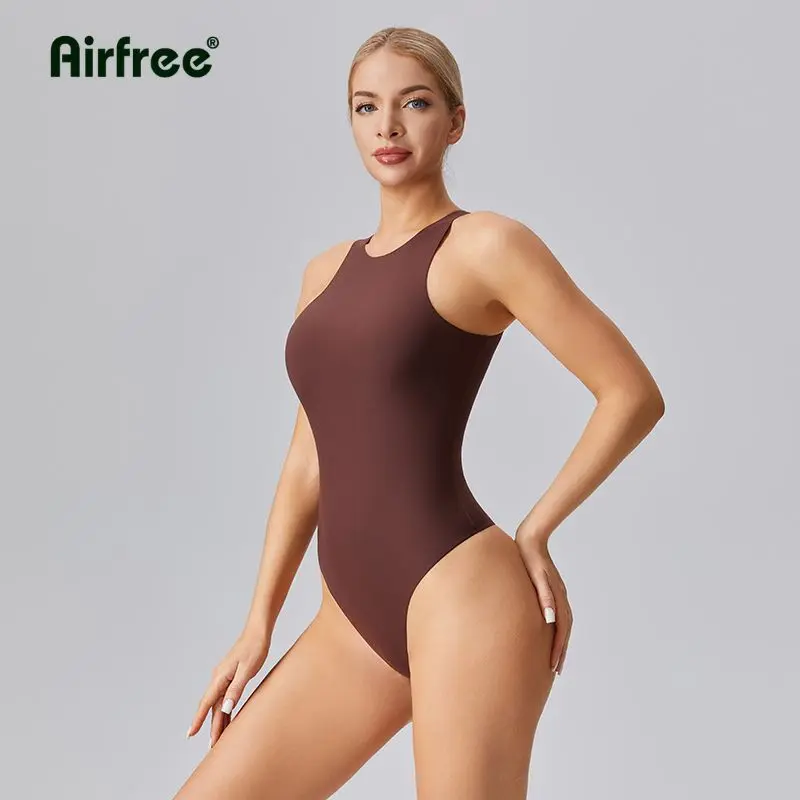 Women's Solid Minimalist Black-Sleeveless Round Neck Shapewear Bodysuit, Plus Size, Tummy Control, Compression Stretch Fabric