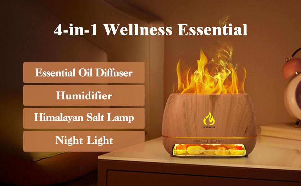Serravine Ultrasonic Essential Oil Diffuser Set with 12 Best Aromatherapy Oils, Gift Box & Bag, Himalayan Salt Lamp Diffuser，Cool Mist Humidifier for Bedroom