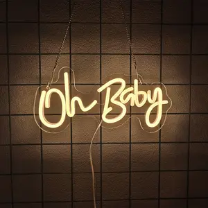 Oh Baby Neon Signs for Backdrop Decor, Neon Led Sign for Baby Shower, Gender Reveal, Birthday Party Decorations, Decorative Wall Light