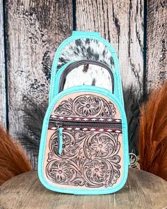 Women's Tooled Ridge Bloom Sling Bag with Crossbody Convenience for Daily Use