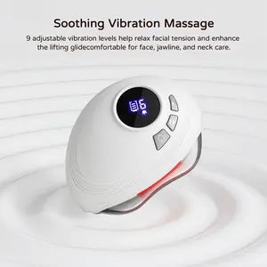 SHMHE Electric Gua Sha Massager, Face Sculpting Tool with 9-Level Heat & Vibration, Anti-Aging, Neck & Face Lift, Wrinkle and Puffiness Reduction led guasha 400mAh