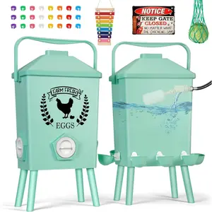 Chicken Feeder and Chicken Waterer Set (3 Gallon/26 Pounds) - Hanging Automatic Chicken Feeder No Waste - Chicken Coop Accessories - Poultry Waterer poultry waterer port poultry feeder Feeding Outdoor