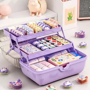 3-Layer Hair Accessory Storage Bag, Cute Jewelry Box with Bow Lock, Ideal for Headbands and Hair Clips, Perfect for Little Girls