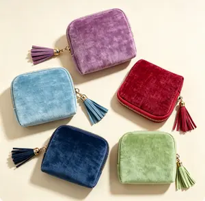 Cute Coin Purse Small Travel Jewelry Case with Tassel Mini Travel Jewelry Bag Organizer Pouch for Coins Bracelets, Fashion Accessories Mini Organizer Storage Bag for Women