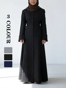 Muslim Fashion Long Robe, Modest Muslim Outfits, Exclusive for Muslim Sisters, 3 Colors, 5 Sizes, Drape Fabric, Bell Sleeves, Daily Wear, Hijab Fashion #HijabFashion #MuslimDress