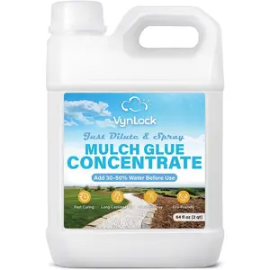 Concentrated Mulch Glue for Landscaping 64 oz, Landscape Rock Glue for Mulch, Pebbles & Rocks, Add 30–50% for Greater Coverage & Value, Spraying, Hold, Natural Gloss Finish