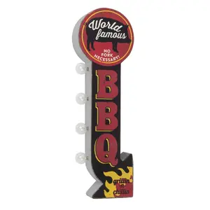 World Famous BBQ Double-Sided Marquee LED Sign "Grillin n Chillin" Vintage Inspired Design