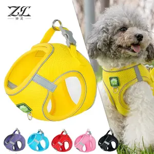 Dog harness for small dogs, vest-style mesh, suitable for Pomeranian, Bichon, and Teddy, with retractable leash to prevent escape