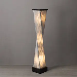 Torque Accent Floor Lamp - Ebony Finish, Silver String Shade, Dimmer