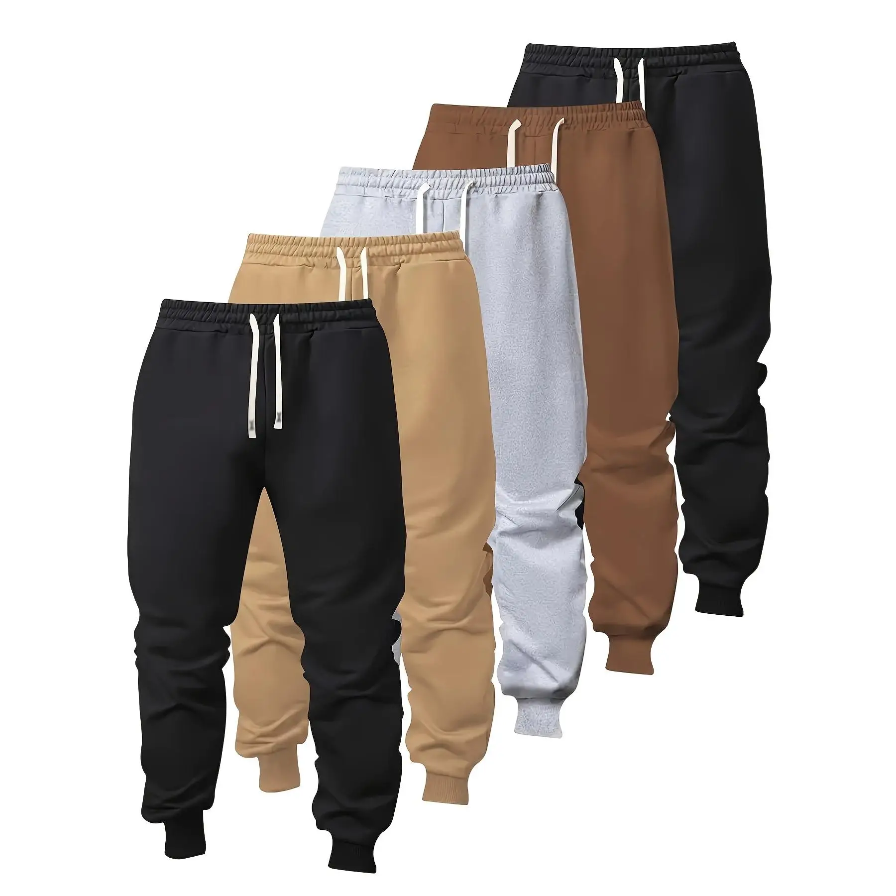 5-Pack Boys Fashion Cotton Blend Joggers - Regular Fit, Drawstring Waist, Pockets - Perfect All-Season Sports and Casual Wear, Ideal for Outdoor Activ
