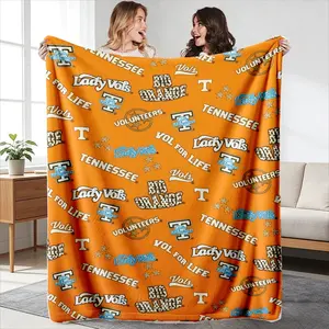 Tennessee Lady Vols Flannel Fleece Blanket, High-Weight Flannel Fabric, Soft and Warm, Anti-Wrinkle, Easy Clean, Ideal for Couch, Bedroom, Game Day, Soft Cozy Blanket, Throw Blankets