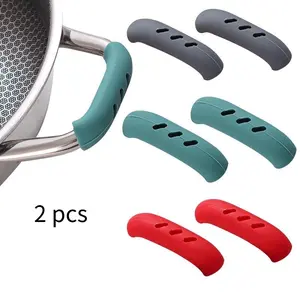 Silicone Hot Handle Holde Non Slip Rubber Pot Holders Pan Ear Clip Cast Iron Handles Grip Cover Heat Resistant Potholde Kitchen Utensils Accessories