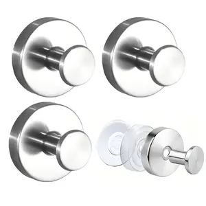 Stainless Steel Suction Cup Hooks No-Drill No-Damage Vacuum Suction Hooks Kitchen Bathroom Bedroom Essentials Clothes Hooks Towel Hooks Organiser