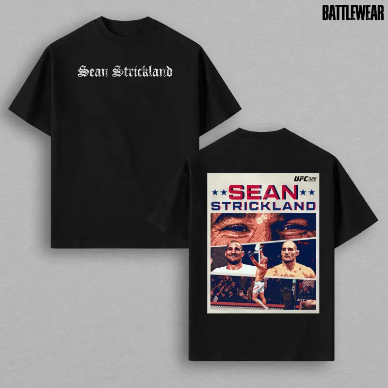 Graphic T-shirt Sean Strickland UFC 328 Middleweight Champion Vintage Graphic Tee, Gothic Font "And New 2x Champ", Split Decision Win vs Chimaev, Back Collage Photo, Unisex Cotton MMA Event Outfit, Streetwear Fight Night Gift for UFC Fans Camiseta Verano