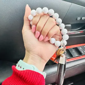White Marble Bracelet Keychain Birthday Daily Wedding Anniversary Engagement