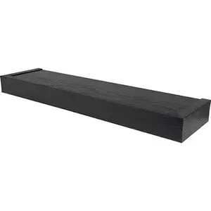 212 MAIN High & Mighty Modern Black Flat Edge Floating Shelf - 24-in Tool-Free Wall-Mounted Organizer with Wall Hanging Fastener for Decor, Organizing, Hanging Needs