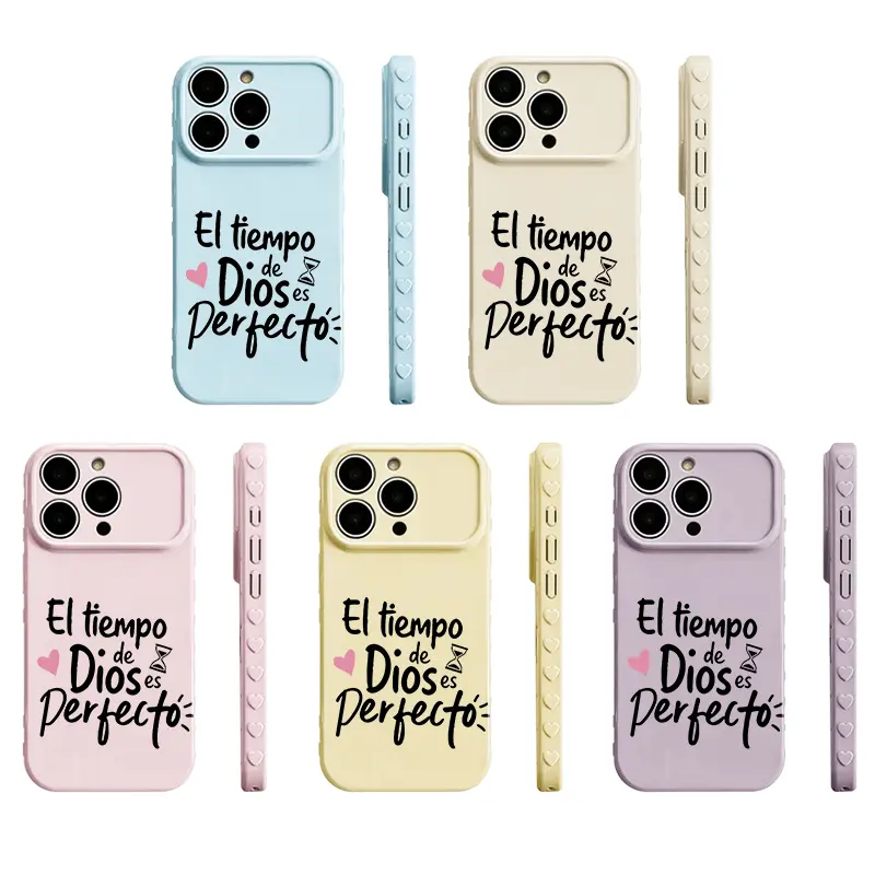 El tiempo de Dios Slogan Phone Case Made Of Premium Glossy Soft Tpu‑Pc Composite Material.The Smooth Skin‑Friendly Surface Resists Fingerprints And Delivers A Silky Non‑Slip Grip. Exquisite Embossed Heart Patterns On Side Borders Add Sweet Detail