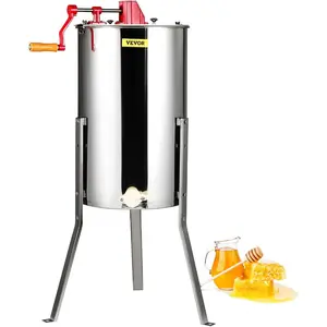 VEVOR Honey Extractor, 2 Frame Manual Honey Extractor with Transparent Lid, Stainless Steel Honeycomb Drum Spinner with Height Adjustable Stand, Honeycomb Extraction Centrifuge Equipment for BeekeepingVEVOR Super Brand Day