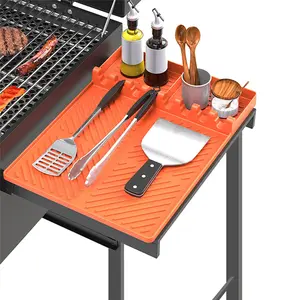 1 Piece Silicone Griddle Tools Mat for Blackstone - Large Silicone Spatula Mat with Drip Pad - Griddle Mats BBQ Grill Accessories Barbecue Accessories - Side Shelf Mats Grill Pad for Blackstone Griddles Accessories