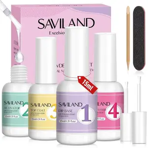 Dip Powder Liquid Set: 4 Pcs Nail Dip Liquid Set with HEMA-free Base Activator Top Coat and Brush Saver 15 ml/0.5 Fl.oz Dipping System Essentials No Curing Home Use DIY Salon Art