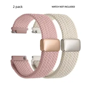 Magnetic woven strap -18mm 20mm 22mm quick release strap, elastic nylon solo ring, compatible with Garmin Samsung Galaxy Amazfit Smart Watch Accessories men's and women's (20mm, starlight+purple) nylon strap 2 sets