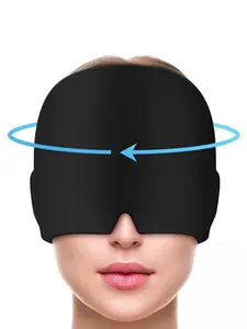 LMMAKE Migraine Relief Cap Black Soothing Headache Hat with Gel Ice Pack for Sinus Puffy Eyes Tension Stress Relief Adjustable Lightweight Portable Cold Heat Therapy - Relaxing