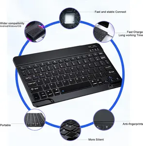 Bluetooth Keyboard for iPad 10th Gen, Rechargeable 10 inch Wireless Keyboard for iPhone, iPad mini, Samsung Tablets, Ultra-Slim Travel Office Computer Accessories, Black Chocolate