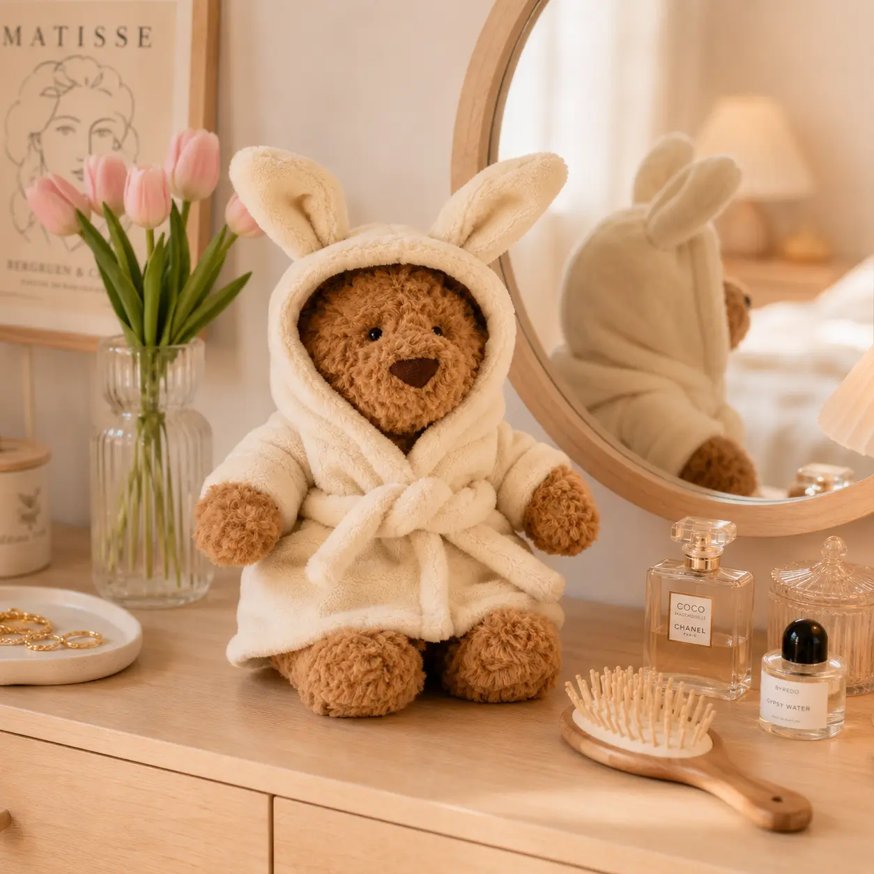 Jellycat Bartholomew Bear Bathrobe Plush – Adorable Teddy Bear in Bunny Robe, Soft & Cozy Stuffed Animal Gift