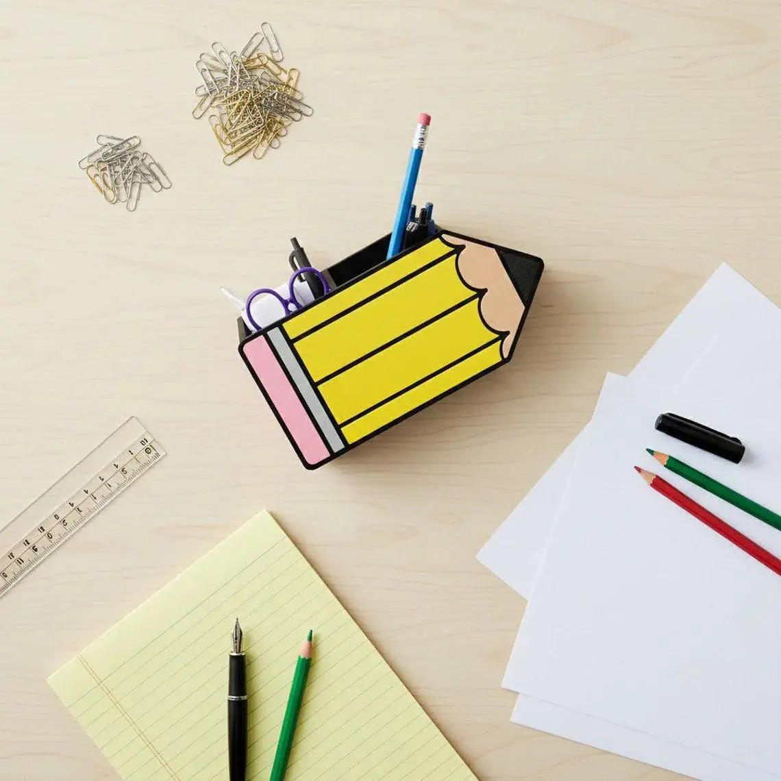 3D Printed Rectangular Eco-Friendly Pencil Holder - Customizable, Name-Added Desk Organizer for Teacher Appreciation Week, All Ages Office Stationery Gift