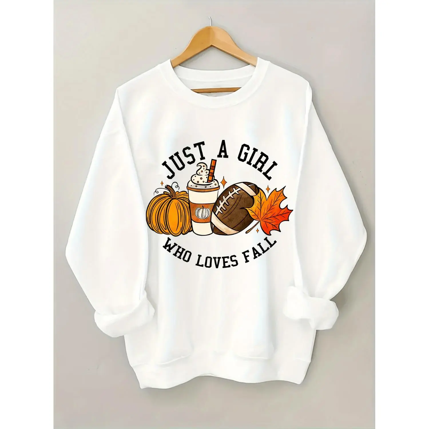 Casual Long Sleeve Crew Neck Sweatshirt Pumpkin Rugby Letter Print Halloween Graphic Pullover Cozy Streetwear Plus Size Women Fall Fashion