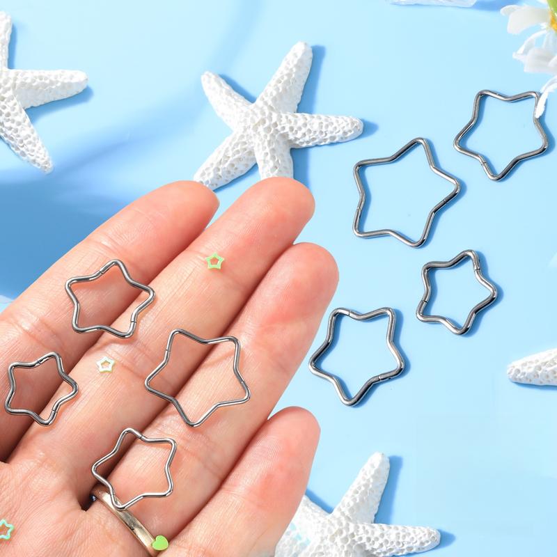 Oufer Titanium Star Hinged Segment Nose Septum Nostril Piercing Hoop Ring 16G/18G 8mm 10mm 12mm High-Quality G23 Titanium Daily Wear Unisex Jewelry