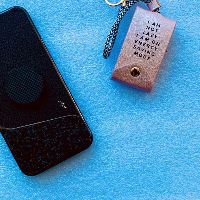 Energy Saving Mode Portable Charging Cable Keychain in Rose Gold Vegan Leather with Hidden Cable & Magnetic Closure for Keys & Backpacks