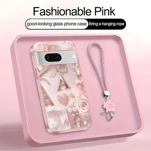 Lace Pearl Optical Illusion Art 2D Phone Case,Suitable for [Google Pixel 7] high-end women's, Lanyard a beautiful four-leaf clover lanyard is included🍀 952