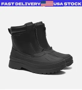 Men Snow Boots Insulated Waterproof Winter Fur Lined Zipper Work Hiking Boots