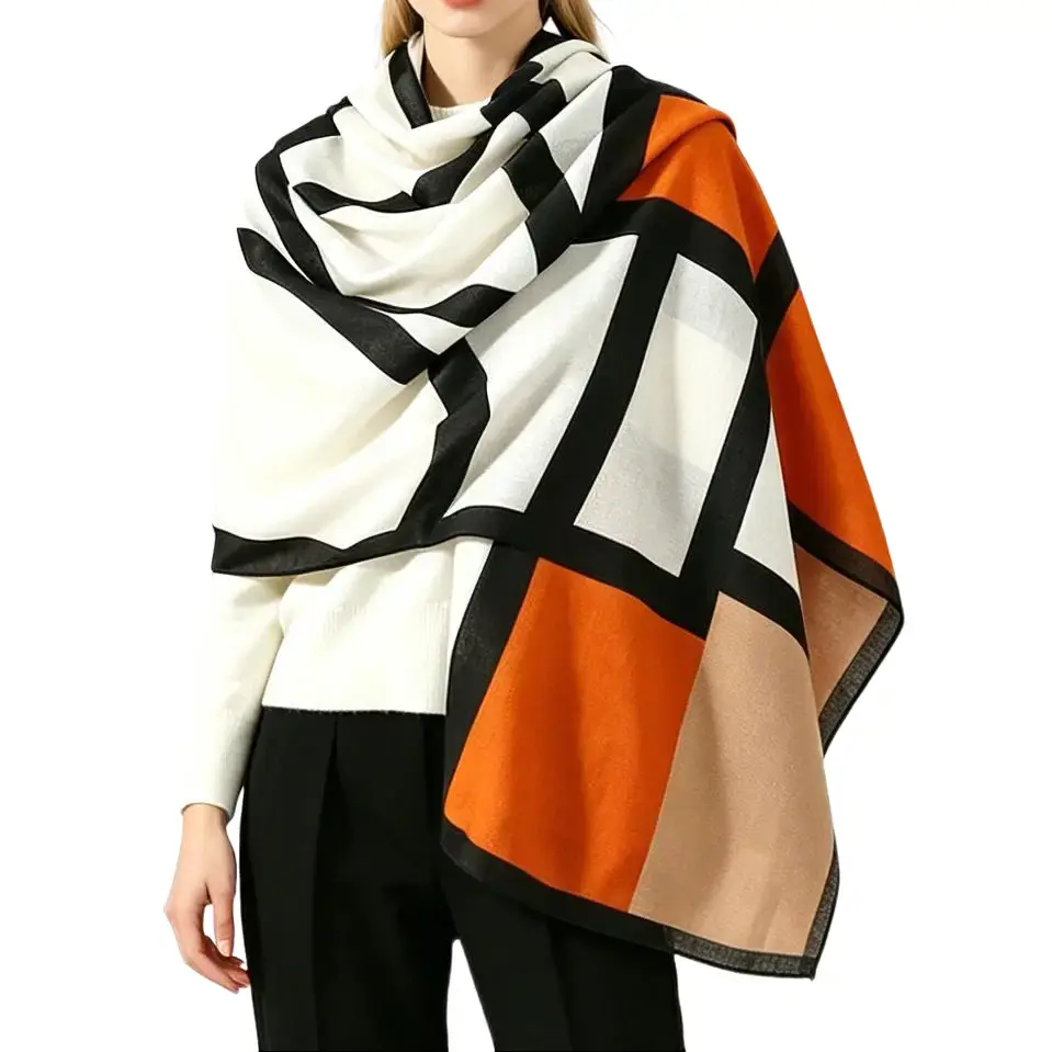 Female Cool Tone Boho Knit Poncho-Inspired Scarf Shawl - Loose Fit, Elegant Draped Lightweight Cover Up for Resort Getaways, Everyday Casual Layering, 1 Size Fits All, Hand Wash Safe, Beach Outings Accessory, One Size Fits All