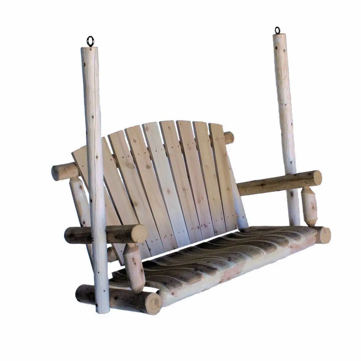 HomeRoots Rustic Solid Wood Patio Swing - 48x24x48 in, 65 lbs Weatherproof Relaxing Outdoor Porch Garden Furniture (Model 370282), Outdoor Porch Swing