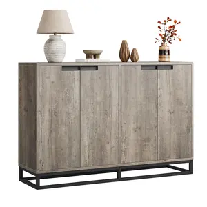 Garvee 55 Inch Sideboard Buffet Cabinet with Storage, featuring 4 Doors and Adjustable Shelves. Versatile Accent Cabinet suitable for Kitchen, Dining Room, Entryway, and Living Room in Grey or Brown finish.