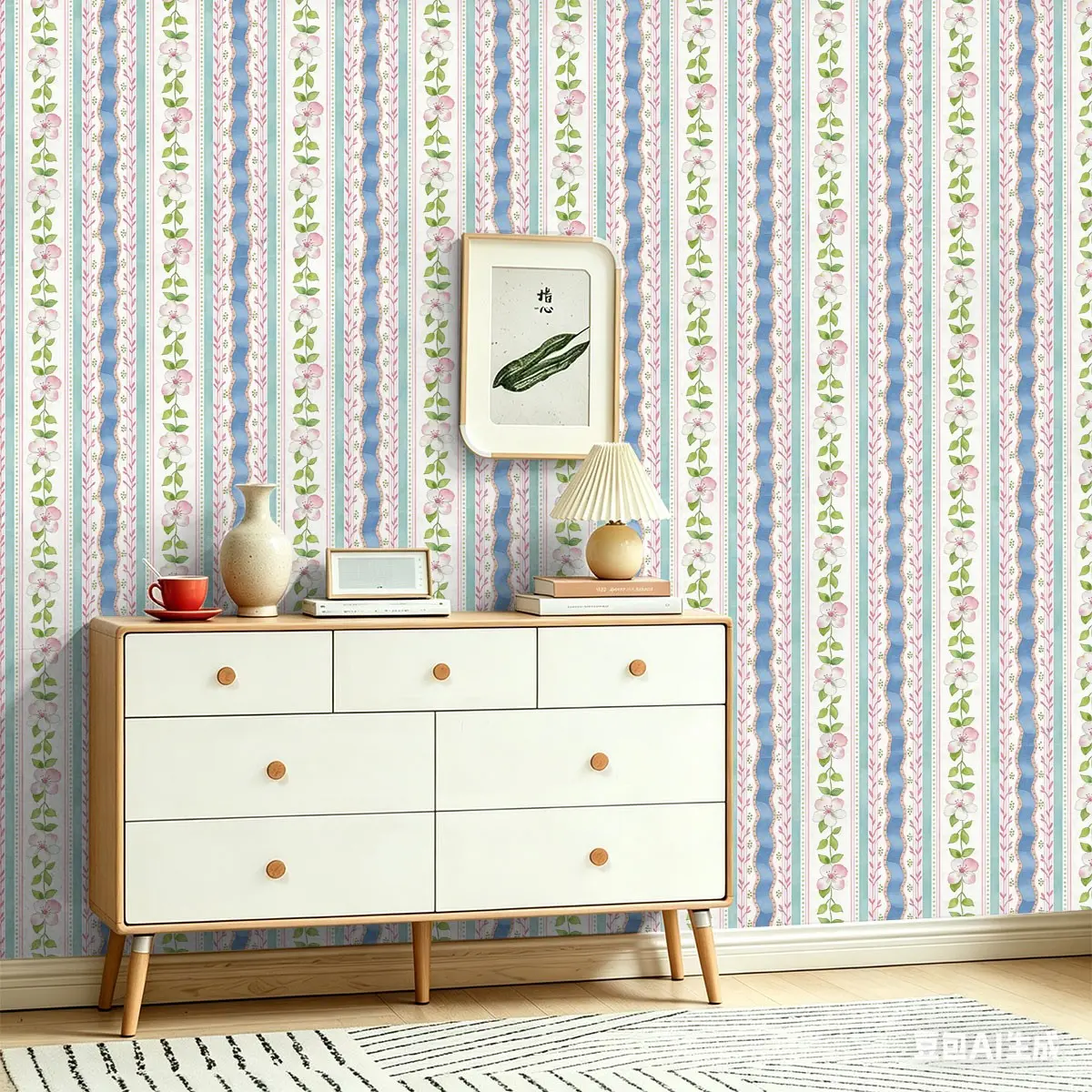 Seamless PVC Wall Stickers, Striped & Floral Patterns, Peel-Off Wallpaper for Kitchen, Bedroom, Shop, Classroom, Easy Installation
