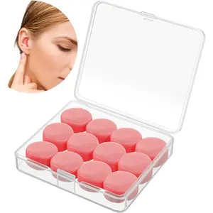 12 Pack Soft Ear Plugs for Sleeping, Reusable Moldable Silicone Earplugs Noise Cancelling Reduction for Concerts, Swimming, Shooting, Snoring, Airplane, Musicians, Motorcycle (Pink)