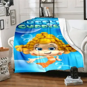 Bubble Guppy English animation11 patterned printed blanket, blanket for the living room, bedroom and office lunch break, portable blanket suitable for all four seasons, holiday gift for family and